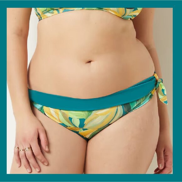 Etam Reversible Foldover ropical Splash Bikini Bottom XL w/Ties - Picture 2 of 10